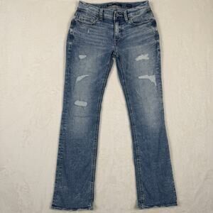 BKE Aiden Bootcut Jeans Distressed Light Wash Low Rise Stretch Denim 27